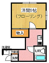 パールハイツ 2階ワンルームの間取り