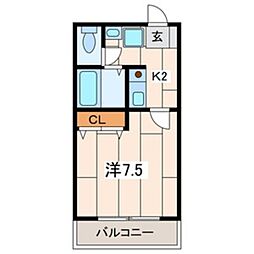 サウスポート上大岡 1Kの間取図画像