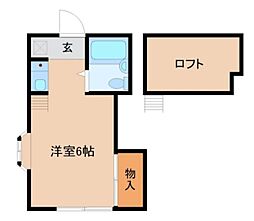 アイランドハイツ 2階ワンルームの間取り