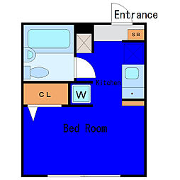 JR横須賀線 西大井駅 徒歩12分の賃貸マンション 3階ワンルームの間取り