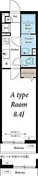 リブリ・小門 2階1Kの間取り