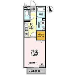 スタシオン東野・アクシスA 1Kの間取図画像