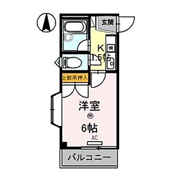スカイビュー 4階1Kの間取り
