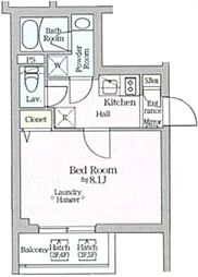 アイルプレミアム西新宿 2階1Kの間取り