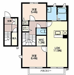 メゾン・ド・ソレイユ 2LDKの間取図画像