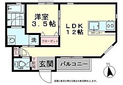 OKU Hikihune 1階1LDKの間取り
