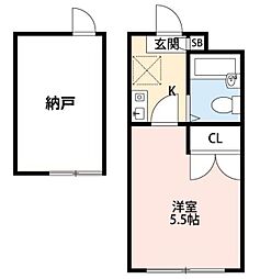 グリーンコート 1Kの間取図画像