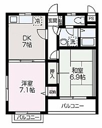 ガーデンフローラ 2DKの間取図画像