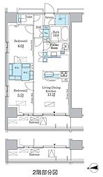 パークアクシス新宿百人町 2LDKの間取図画像