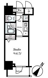 ガーラ・グランディ川崎 7階1Kの間取り