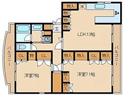 Platinum Court 2階2LDKの間取り