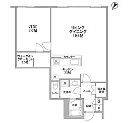渋谷プロパティータワー 13階1LDKの間取り