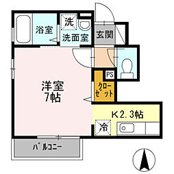グレイス桜 1Kの間取図画像