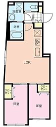 ウェルスクエア高井戸東 2階2LDKの間取り