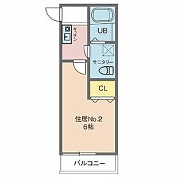 カインドネス吉祥寺南町ＡＢ棟 2階1Kの間取り