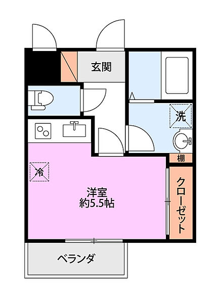 レジデンス橙和　D棟 210｜新潟県胎内市つつじが丘(賃貸アパート1R・2階・23.16㎡)の写真 その2