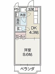 グリーンヒルタカハシ 1DKの間取図画像