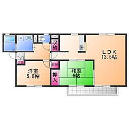 デイスターS 2LDKの間取図画像