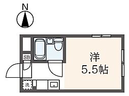 アゼリアコーポ東府中 ワンルームの間取図画像