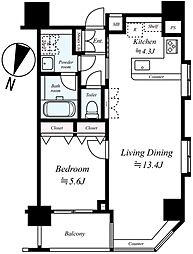アクサスジーベック秋葉原 10階1LDKの間取り