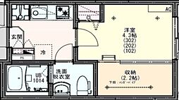 KEIAI RESIDENCE せんげん台II 1階1Kの間取り