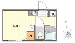 JR総武線 東中野駅 徒歩10分の賃貸アパート 2階ワンルームの間取り