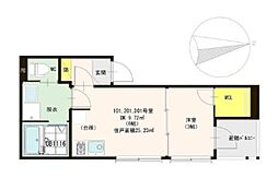 JR大阪環状線 大正駅 徒歩7分の賃貸アパート 3階1DKの間取り