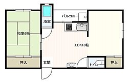 富士ハイツ 1LDKの間取図画像