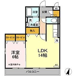 コンフォール瑞江V 2階1LDKの間取り