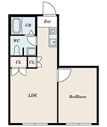 ウイングッド下馬 3階1LDKの間取り