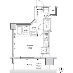 ザ・パークハビオ代木 9階ワンルームの間取り