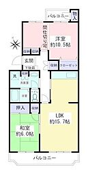 コーポ下鶴間5号棟 2LDKの間取図画像