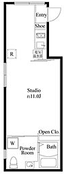 アンベリール御徒町 3階ワンルームの間取り