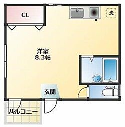 マ・メゾンミュー ワンルームの間取図画像