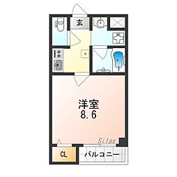 ソリティア桃谷 1Kの間取図画像