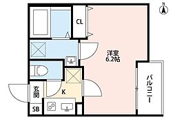 メゾン・ジョイナス 1Kの間取図画像