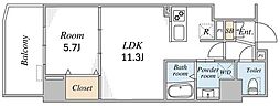 VELAOS HAKUSAN 1LDKの間取図画像