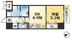 フォレ・リビエール磯辺通 1DKの間取図画像