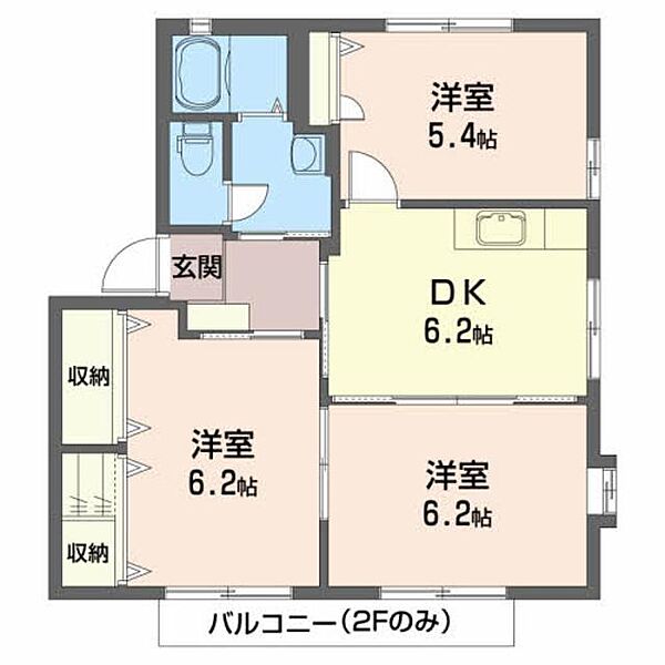 間取：バルコニーは2階のみ