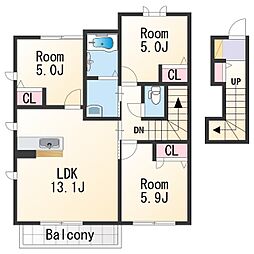 フローラル・アイII 2階3LDKの間取り