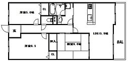 浅香山グリーンマンション 3LDKの間取図画像
