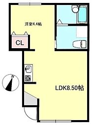 バンブーグローブ 1LDKの間取図画像