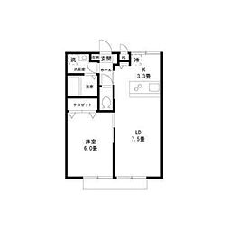 ハイタウンA 1LDKの間取図画像
