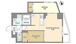 アルファコート曳舟2 1SLDKの間取図画像