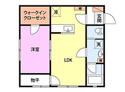ミルズグランディール幸町A棟 1LDKの間取図画像