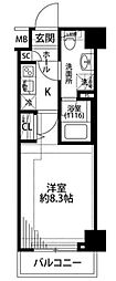 プレール・ドゥーク練馬中村橋 1Kの間取図画像