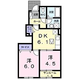 メゾン・ド・シャンブル 2DKの間取図画像