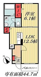 レガリア 1階1LDKの間取り
