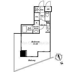 千駄ケ谷デュープレックスリズ ワンルームの間取図画像
