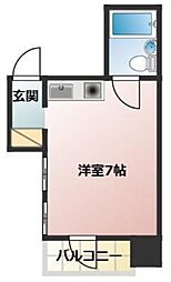 リレント日本橋 9階ワンルームの間取り